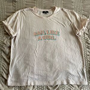 Sperry Womens XL Sail Like A Girl Cuffed Short Sleeve Tee Shirt Dusty Pink